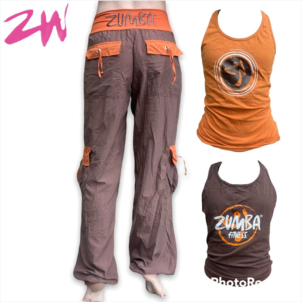 2 Tanks Cargo Pant Outfit in Orange & Brown by Zumbawear